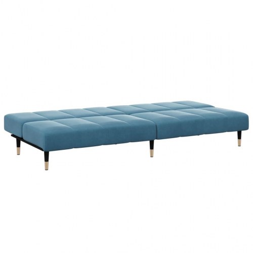 2-personers sovesofa med fodskammel velour blå