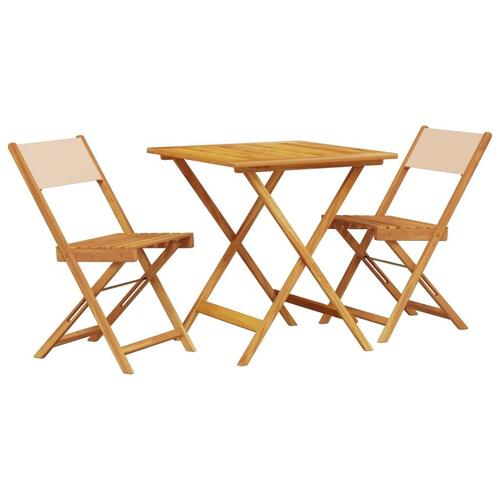 Bistrosæt 3 dele stof og massivt træ beige