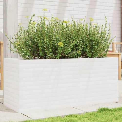 Plantekasse 110x40x45,5 cm massivt fyrretræ hvid