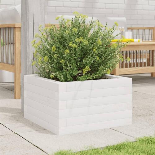 Plantekasse 40x40x23 cm massivt fyrretræ hvid