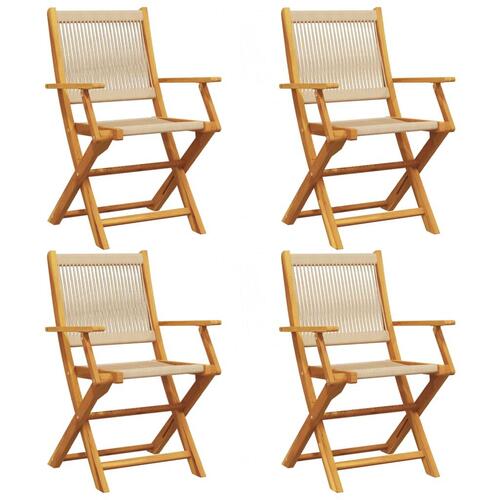 Havestole 4 stk. foldbar massivt akacietræ beige