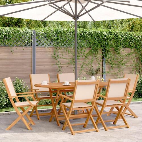 Havestole 6 stk. foldbar stof massivt træ beige