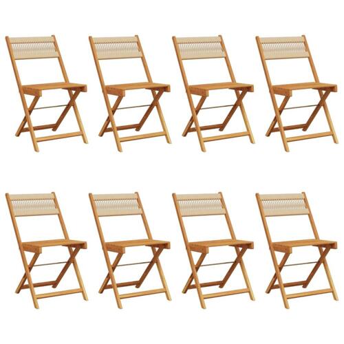 Foldbare havestole 8 stk. massivt akacietræ beige