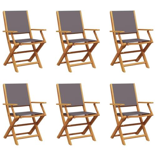 Foldbare havestole 6 stk. stof og massivt træ antracit