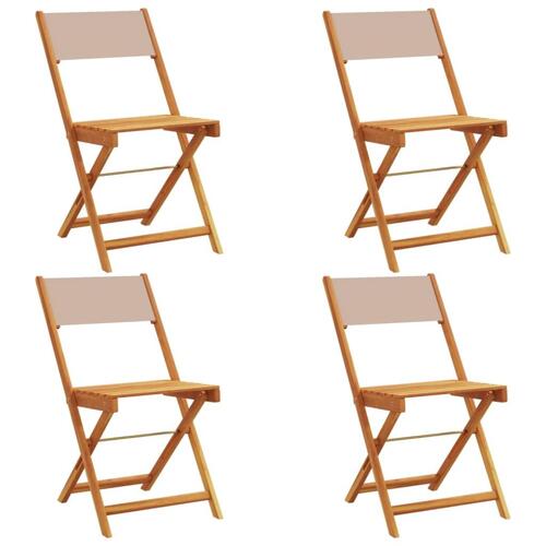 Foldbare havestole 4 stk. gråbrunt stof massivt træ