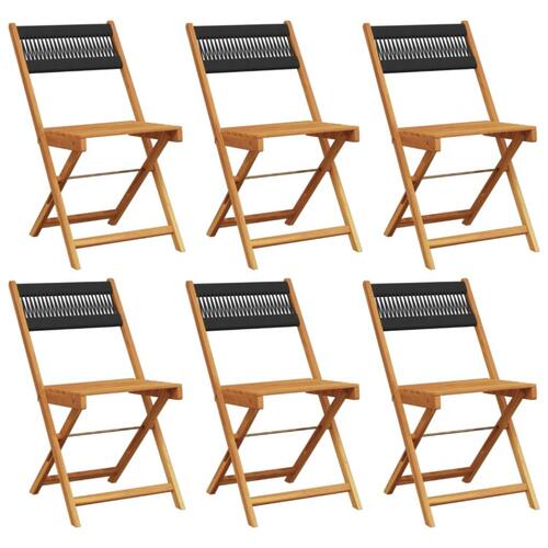 Foldbare havestole 6 stk. massivt akacietræ sort