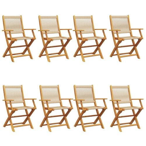 Foldbare havestole 8 stk. massivt akacietræ beige