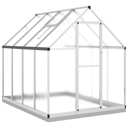 Drivhus med fundamentramme 224x169x202 cm aluminium sølvfarvet