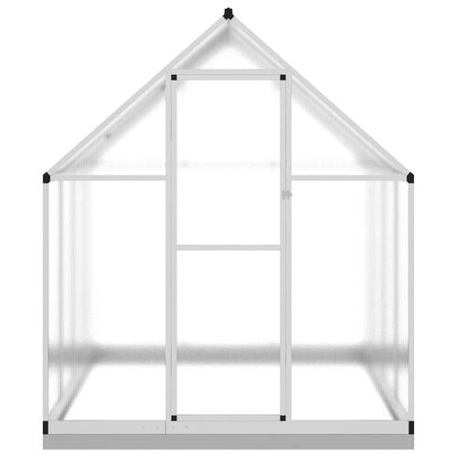 Drivhus med fundamentramme 224x169x202 cm aluminium sølvfarvet