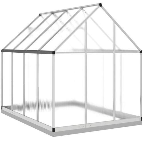 Drivhus med fundamentramme 224x169x202 cm aluminium sølvfarvet