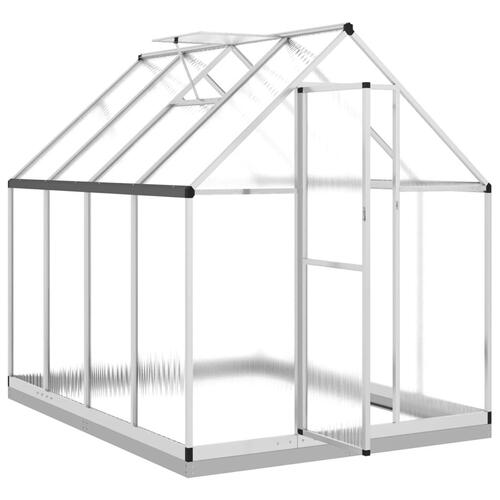 Drivhus med fundamentramme 224x169x202 cm aluminium sølvfarvet