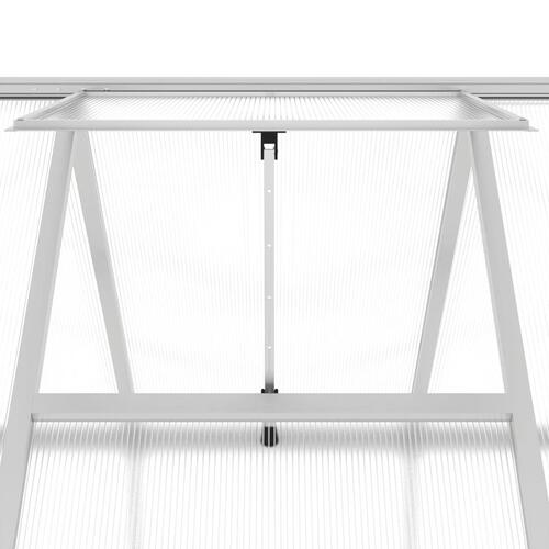 Drivhus med fundamentramme 224x169x202 cm aluminium sølvfarvet