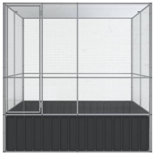 Voliere 211x207x212 cm stål sølvfarvet