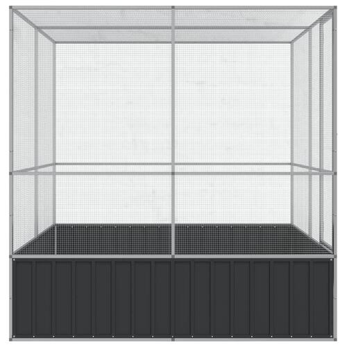 Voliere 211x207x212 cm stål sølvfarvet