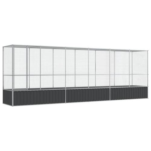 Voliere med udvidelse 626,5x107x212 cm stål sølvfarvet