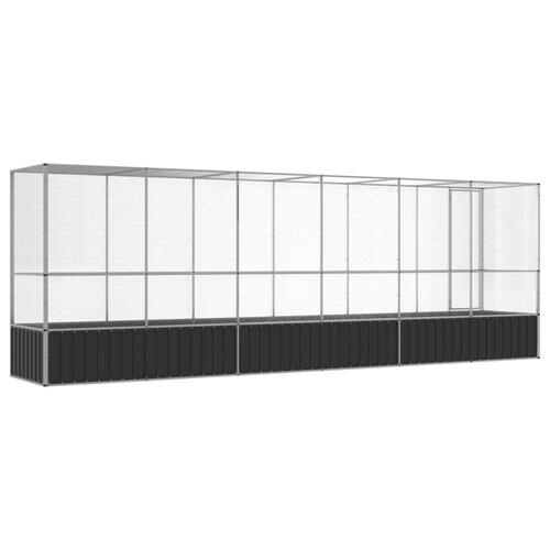 Voliere med udvidelse 626,5x107x212 cm stål sølvfarvet