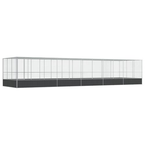 Voliere med udvidelse 1139x307x212 cm stål sølvfarvet