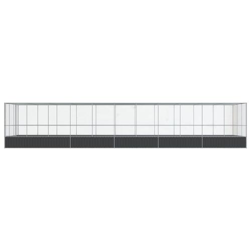 Voliere med udvidelse 1139x307x212 cm stål sølvfarvet