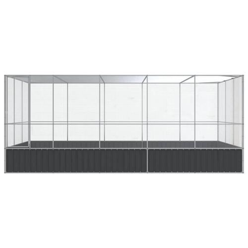 Voliere med udvidelse 518x307x212 cm stål sølvfarvet