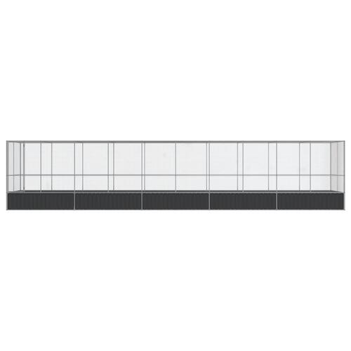 Voliere med udvidelse 1039x207x212 cm stål sølvfarvet