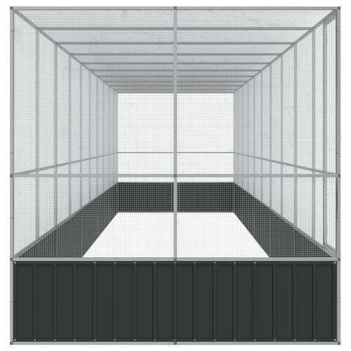 Voliere med udvidelse 1039x207x212 cm stål sølvfarvet