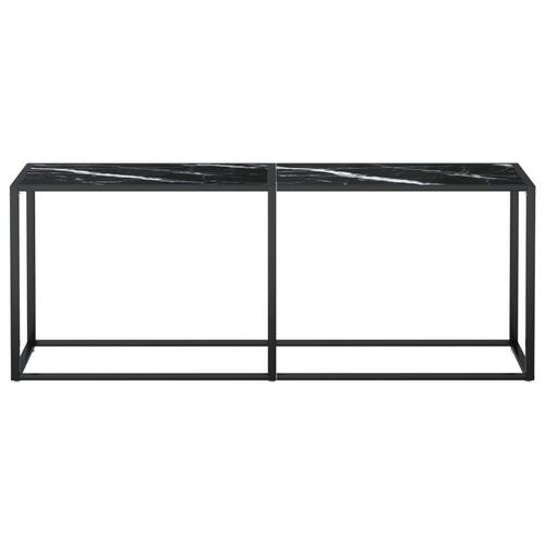 Konsolbord 200x35x75,5 cm hærdet glas sort marmor