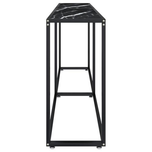 Konsolbord 200x35x75,5 cm hærdet glas sort marmor
