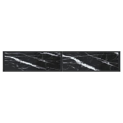 Konsolbord 200x35x75,5 cm hærdet glas sort marmor