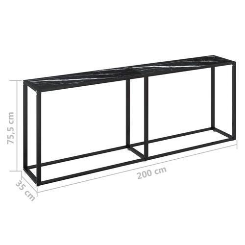 Konsolbord 200x35x75,5 cm hærdet glas sort marmor