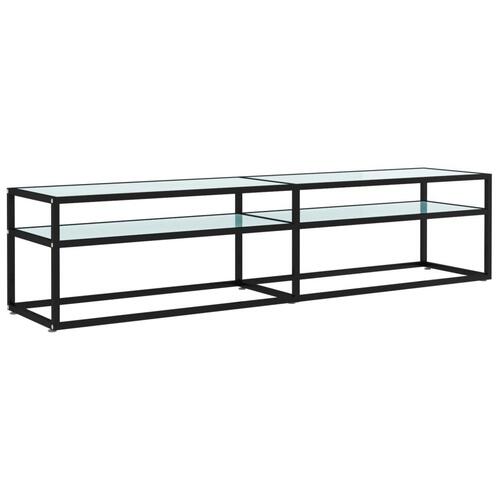 Tv-bord 180x40x40,5 cm hærdet glas marmoreffekt hvid