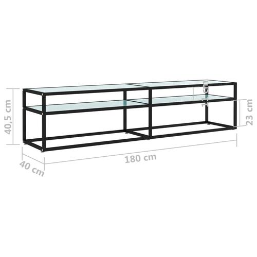 Tv-bord 180x40x40,5 cm hærdet glas marmoreffekt hvid