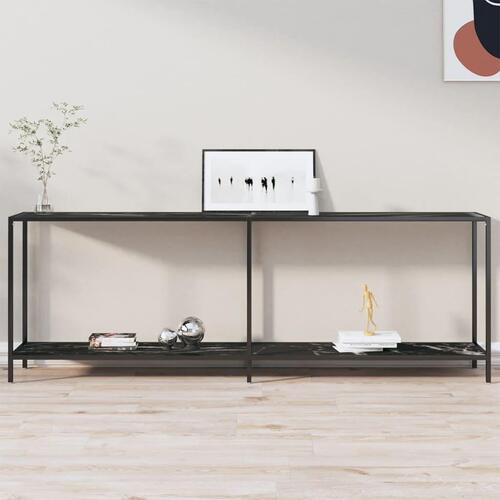 Konsolbord 220x35x75,5 cm hærdet glas sort