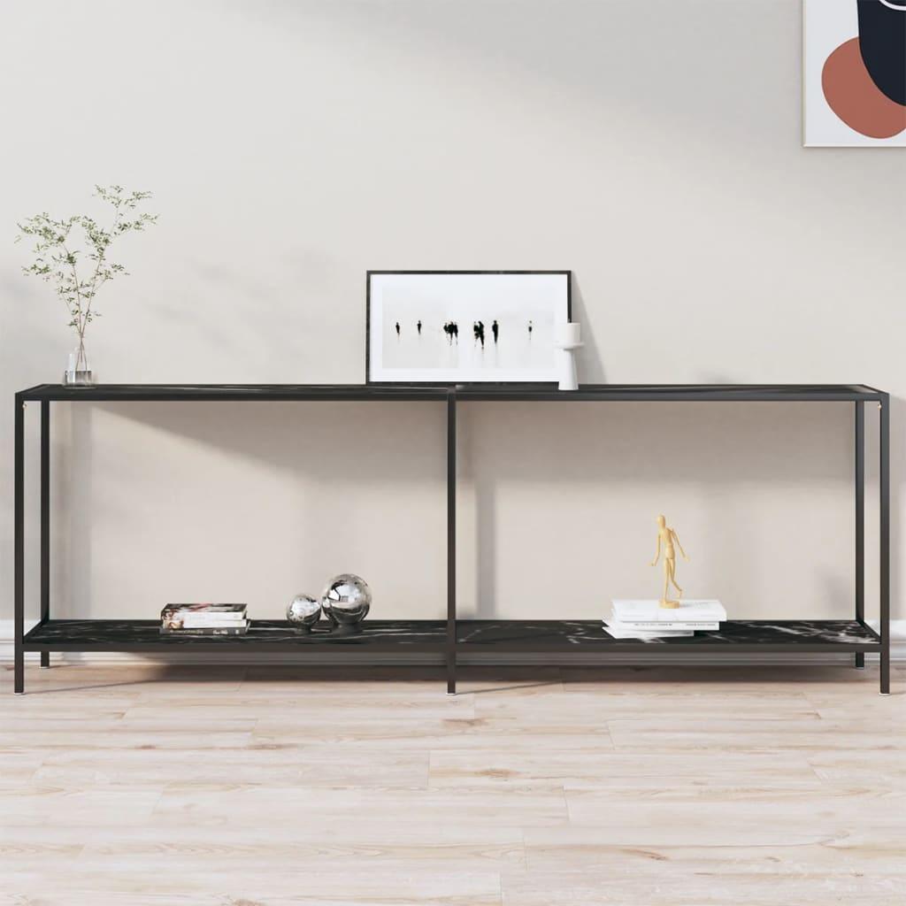Konsolbord 220x35x75,5 cm hærdet glas sort