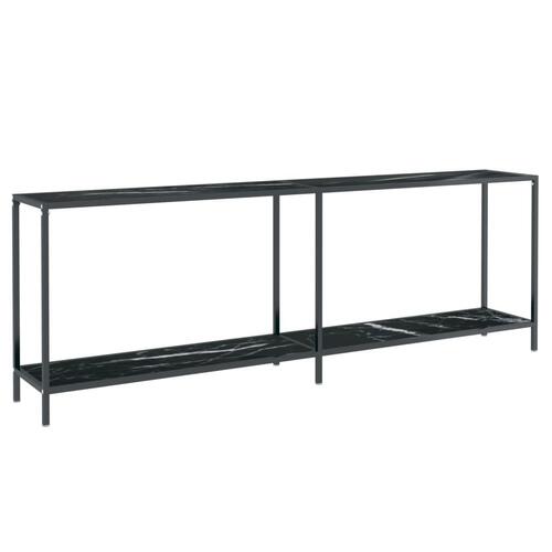 Konsolbord 220x35x75,5 cm hærdet glas sort