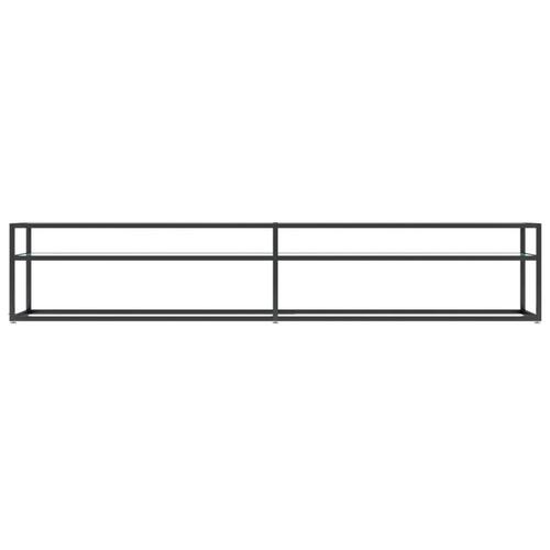 Tv-bord 220x40x40,5 cm hærdet glas marmoreffekt hvid