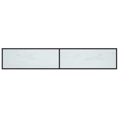 Tv-bord 220x40x40,5 cm hærdet glas marmoreffekt hvid