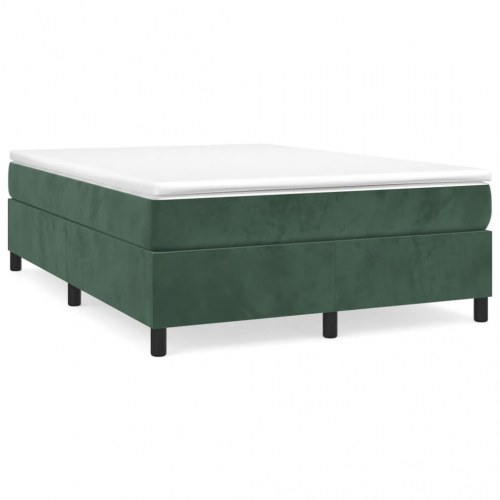 Boxspring sengeramme i fløjl - mørkegrøn 140×200 cm