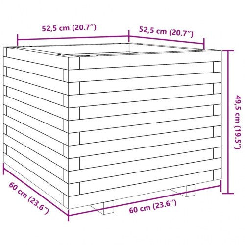 Plantekasse 60x60x49,5 cm massivt fyrretræ