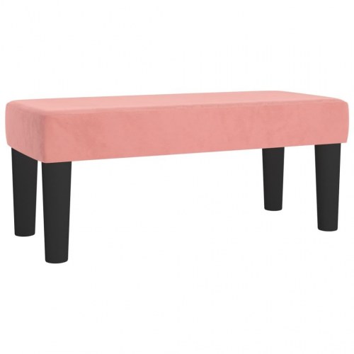 Kontinentalseng med madras 90x190 cm i fløjl - pink inkl. topmadras og bænk