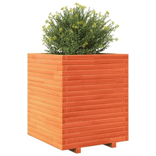 Plantekasse 60 x 60 x 72 cm i massivt fyrretræ - gyldenbrun