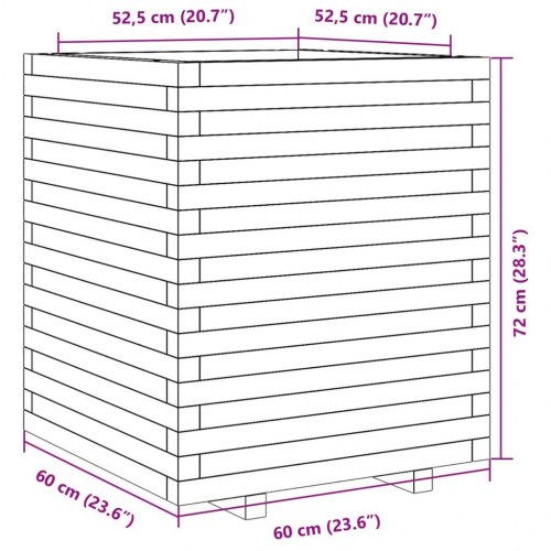 Plantekasse 60 x 60 x 72 cm i massivt fyrretræ - gyldenbrun