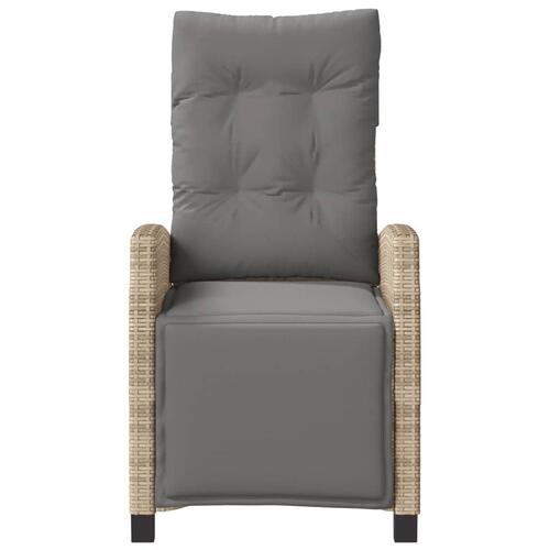 Havestole 2 stk. lænefunktion og fodstøtte polyrattan beige
