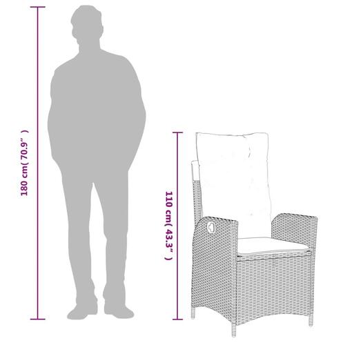 Havestole med hynder 2 stk. justerbart ryglæn polyrattan sort