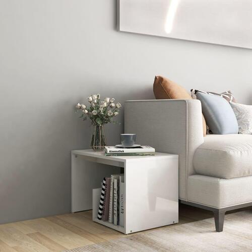 Sidebord 59x36x38 cm konstrueret træ hvid højglans
