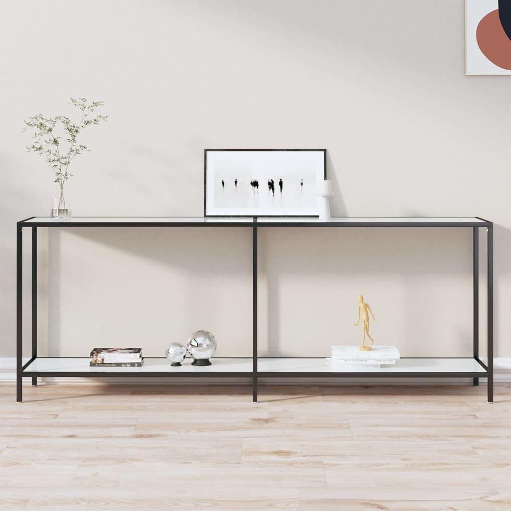 Konsolbord 200x35x75,5 cm hærdet glas hvid