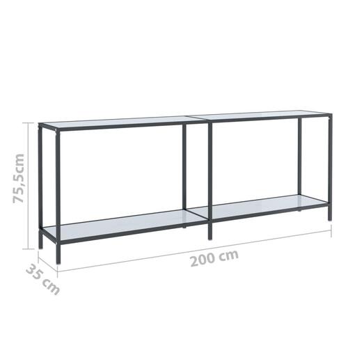 Konsolbord 200x35x75,5 cm hærdet glas hvid