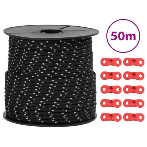Selvlysende bardunline med bardunspænder 50 m 4 mm