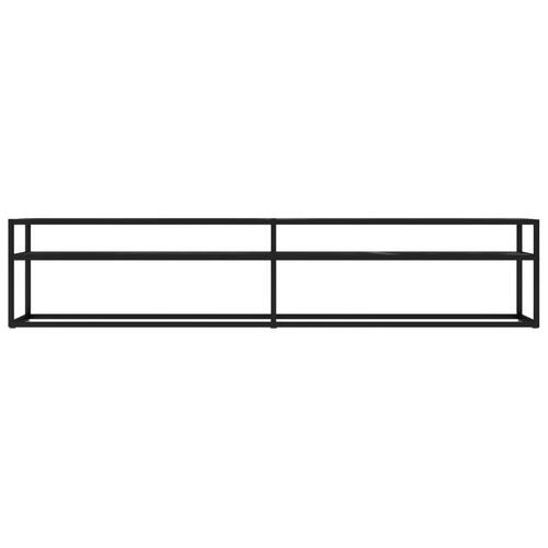 Tv-bord 200x40x40,5 cm hærdet glas marmoreffekt sort