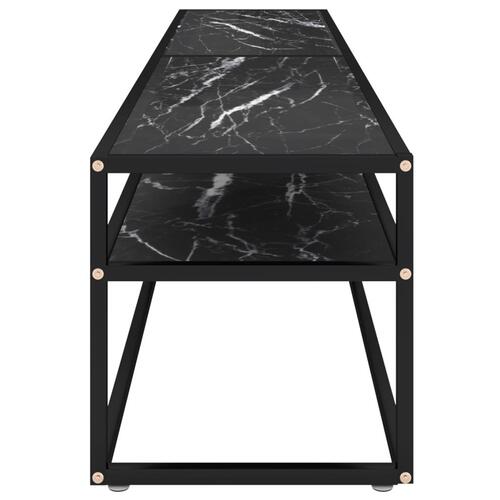 Tv-bord 200x40x40,5 cm hærdet glas marmoreffekt sort