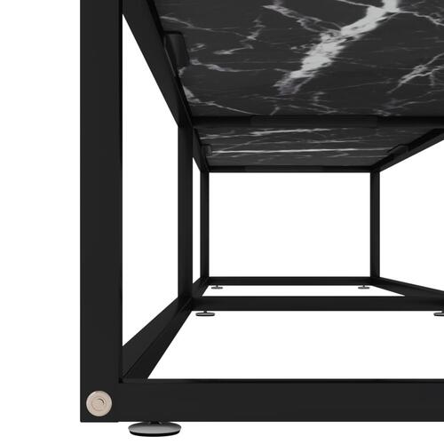 Tv-bord 200x40x40,5 cm hærdet glas marmoreffekt sort